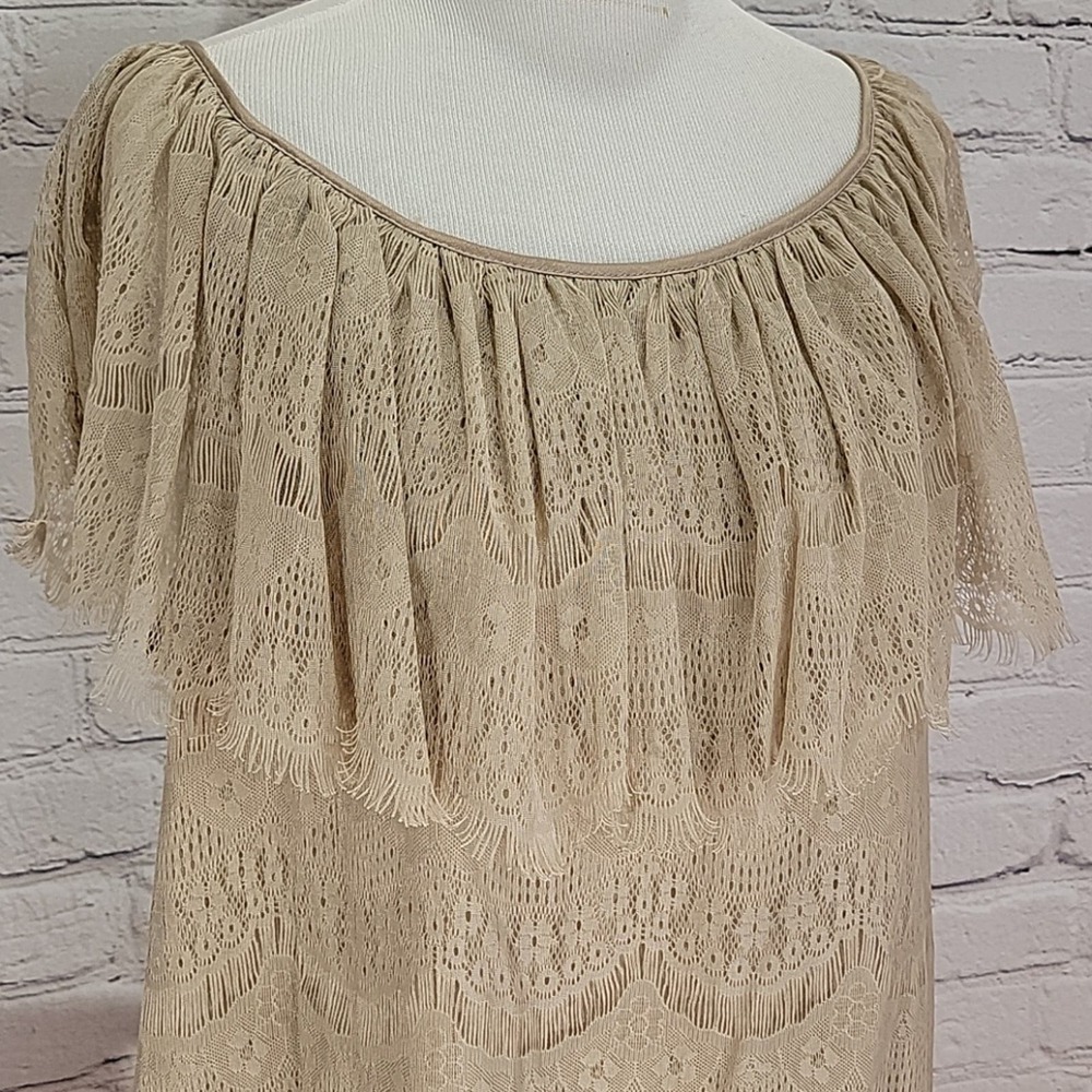 NY Collection Ruffle top layer over Lace - Picture 3 of 10